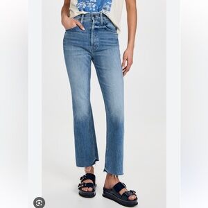 MOTHER High-Rise Straight Crop Jeans in Medium Blue
